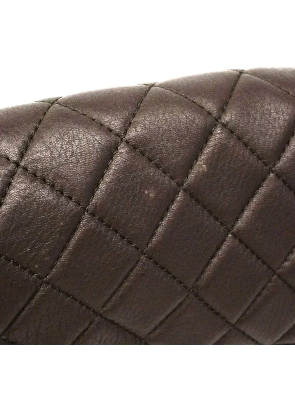 Chanel Shoulder Bag Quilted Calf Brown Silver